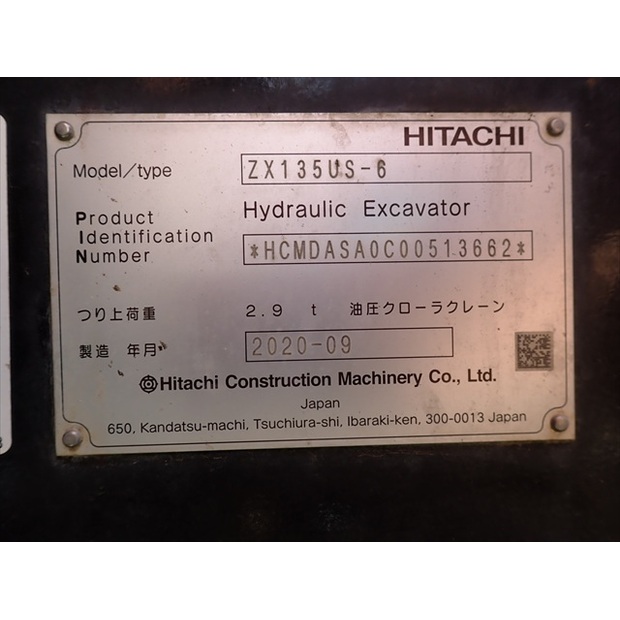 2020 Hitachi ZX135US-6-46588873