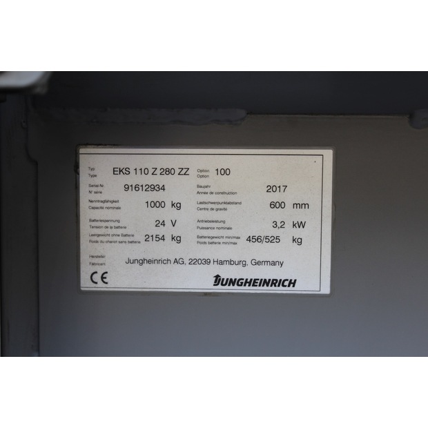 2017 Jungheinrich EKS 110 Z 280 ZZ-46619581