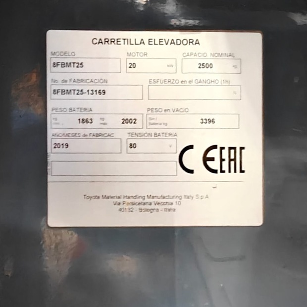 2019 Toyota 8FBMT25-46637932