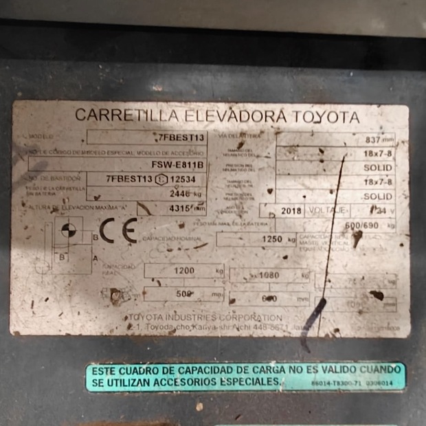 2018 Toyota 7FBEST13 LI-ION-46637970