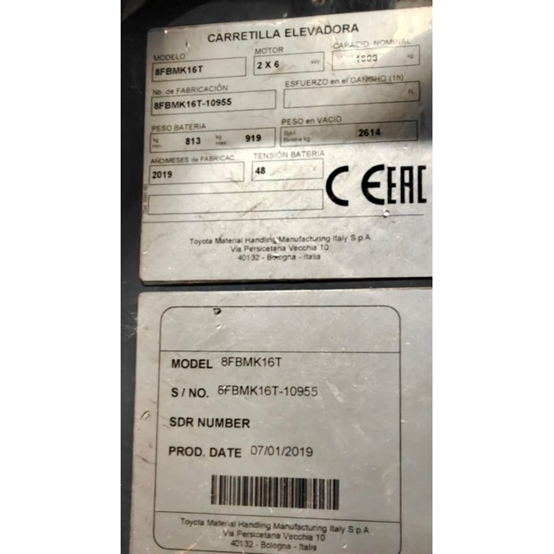 2019 Toyota 8FBMK16T-46637983