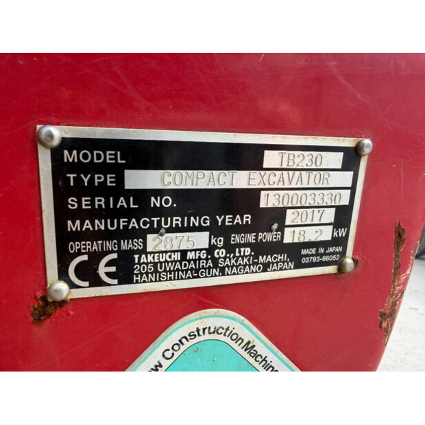 2017 TAKEUCHI TB230-46647391