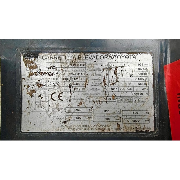 2018 Toyota 7FBEST10-46689742