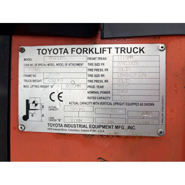 2012 Toyota 7FGCU35-46726844