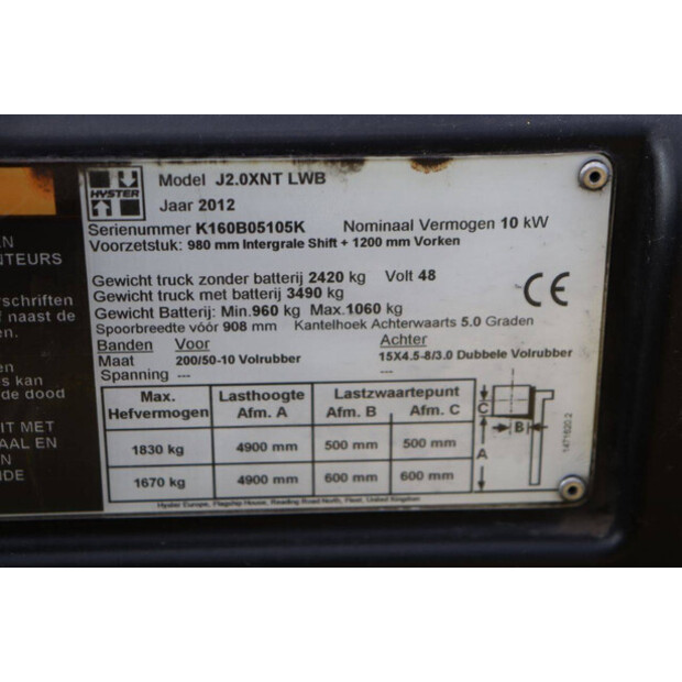 2012 Hyster J2.0XNT-46729101