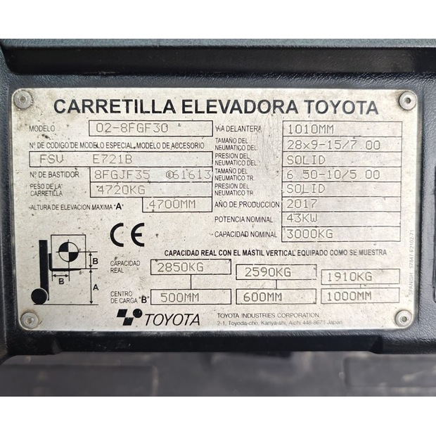2017 Toyota 02-8FGF30-46848368