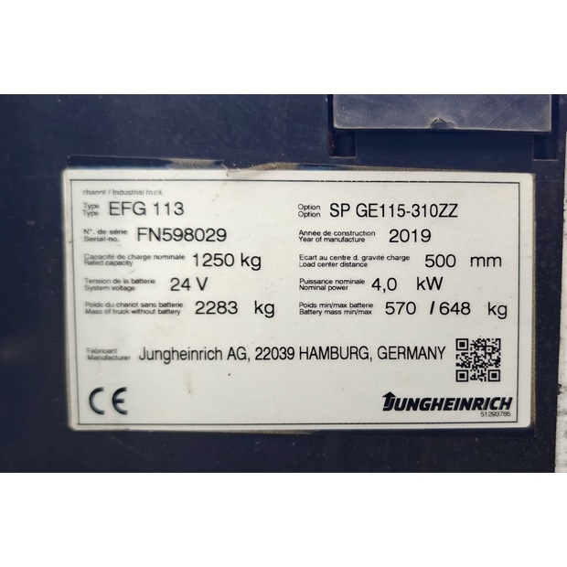 2019 Jungheinrich EFG 113 310 ZZ-46873248