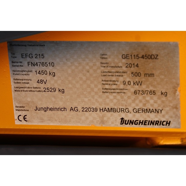 2014 Jungheinrich EFG 215 450 DZ-46873417