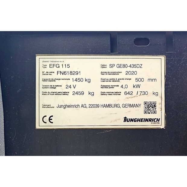 2020 Jungheinrich EFG 115 435 DZ-46873532