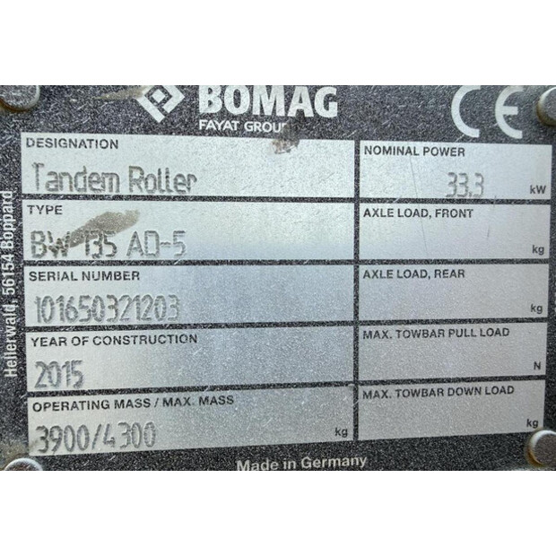 2015 BOMAG BW 135 AD-5-46992084