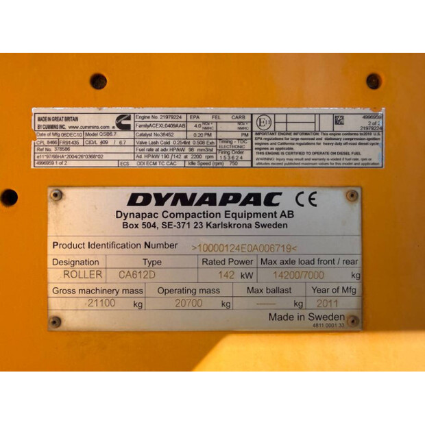 2011 DYNAPAC CA612D-47014510