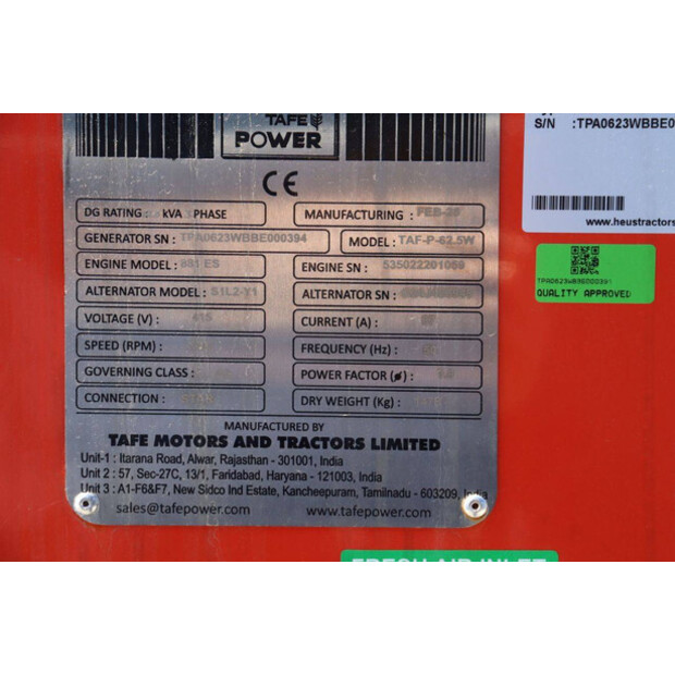 2025 TAFE POWER TAF-P-62.5W-47033749