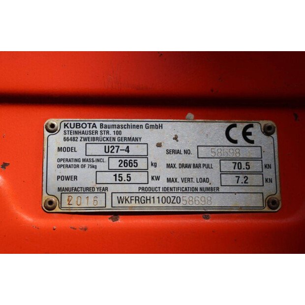 2016 KUBOTA U27-4-47036938