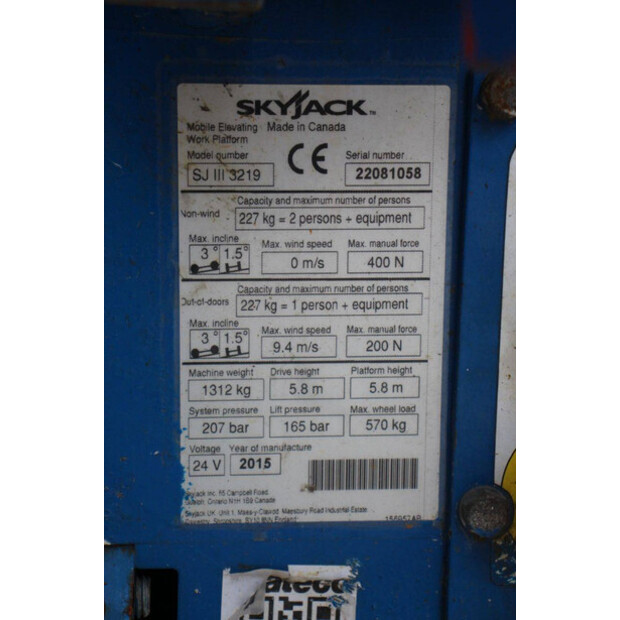 2015 SkyJack SJ3219-47037820