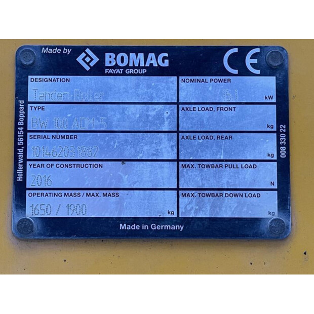 2016 BOMAG BW 100 ADM 5-47058766