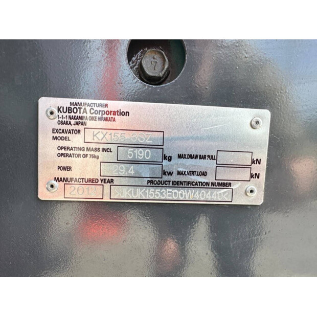 2012 KUBOTA KX155-3SZ-47185909
