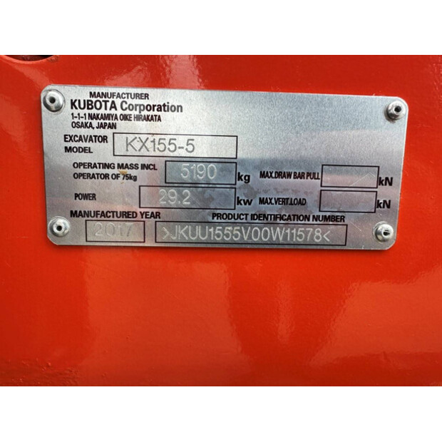2017 KUBOTA KX155-5-47185995