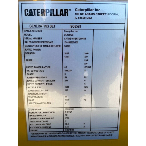 2025 Caterpillar DE165GC-47246138