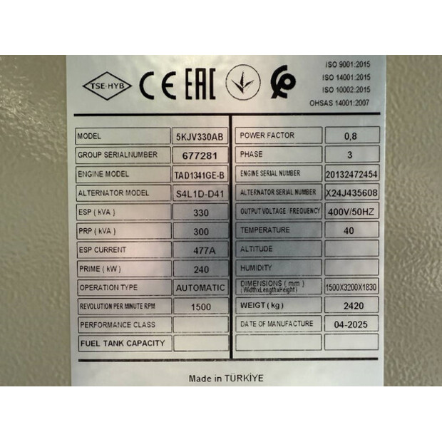 2025 Volvo TAD1341GE-47246278
