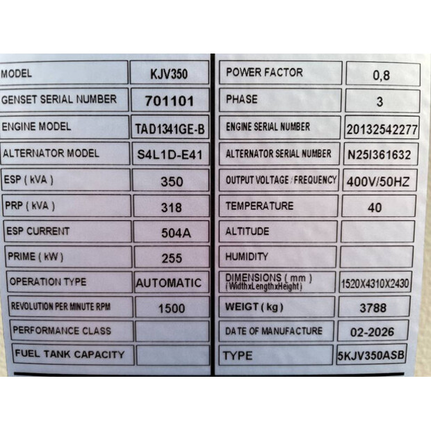 2026 Volvo TAD1343GE-47247835