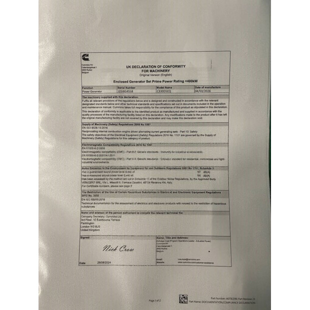 2026 CUMMINS C330D5EQ-47247964