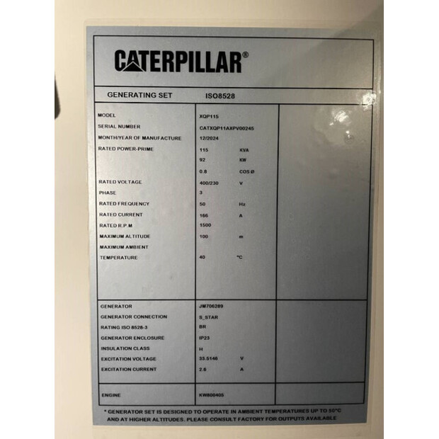 2025 Caterpillar XQP115-47248100