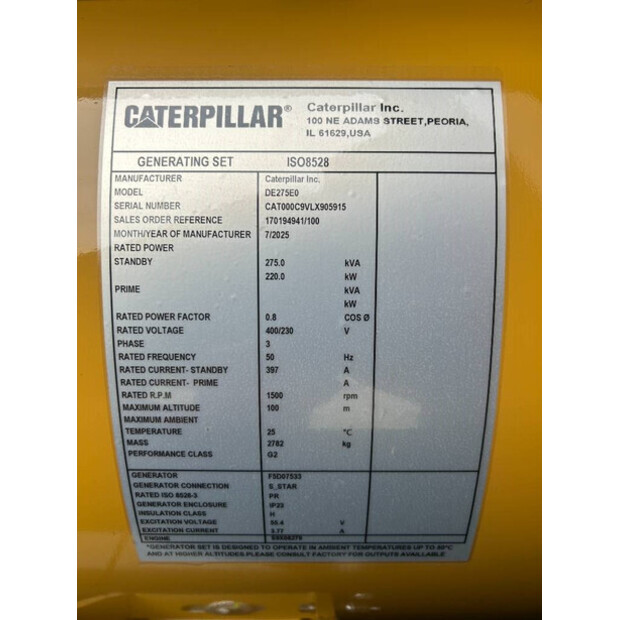 2025 Caterpillar DE275E0 - C9-47250244