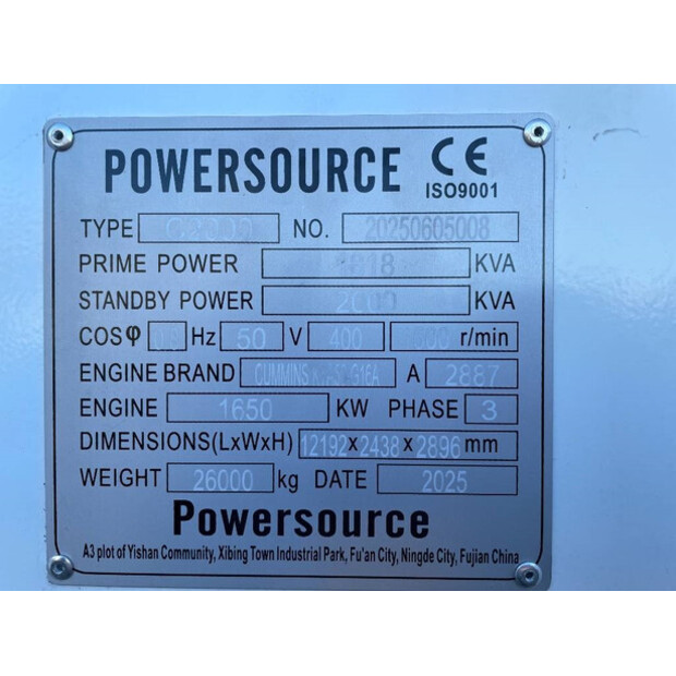 2025 CUMMINS KTA50-G16A-47250310