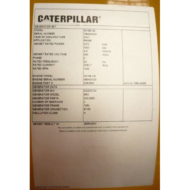 2025 Caterpillar 3516B HD - 2.500 kVA Generator - DPX-18107-47251049