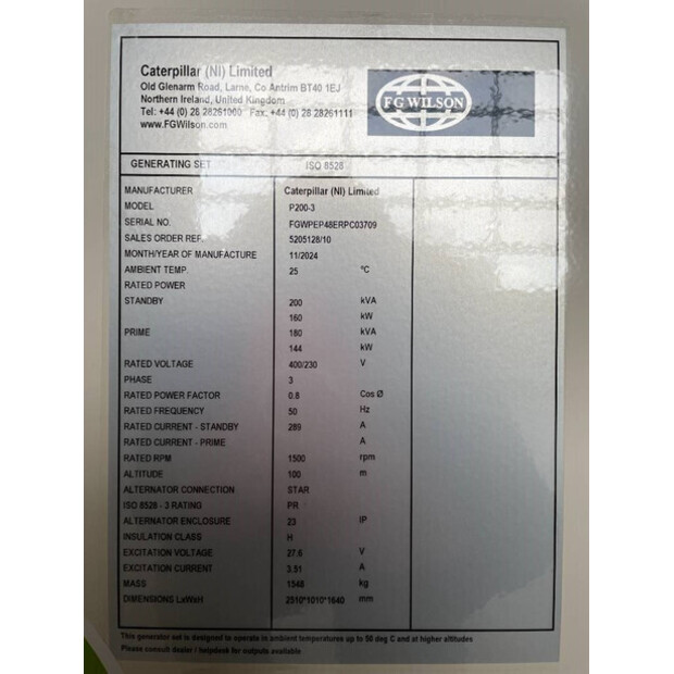 2025 FG Wilson P200-3-47251098