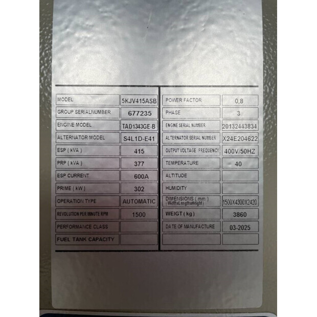 2025 Volvo TAD1343GE-B-47251147