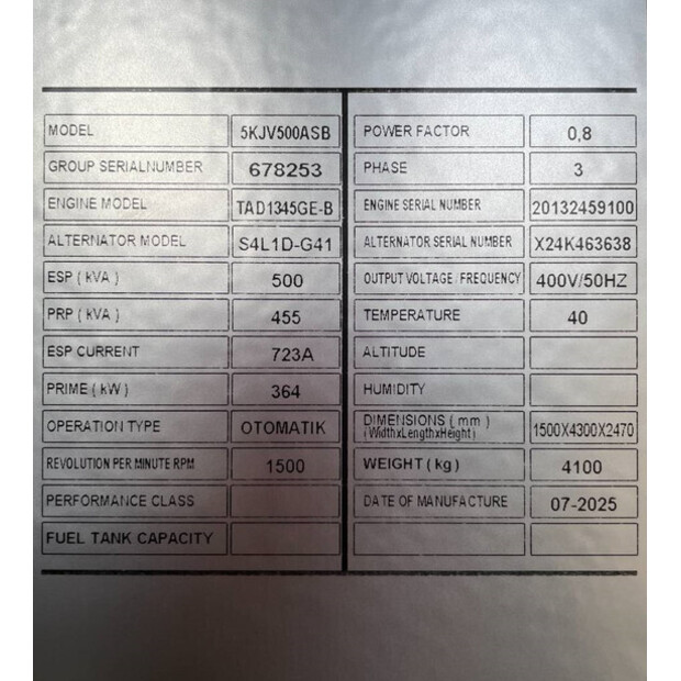 2025 Volvo TAD1345GE-47251288