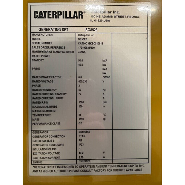 2025 Caterpillar C3.3 DE50E0-47251665