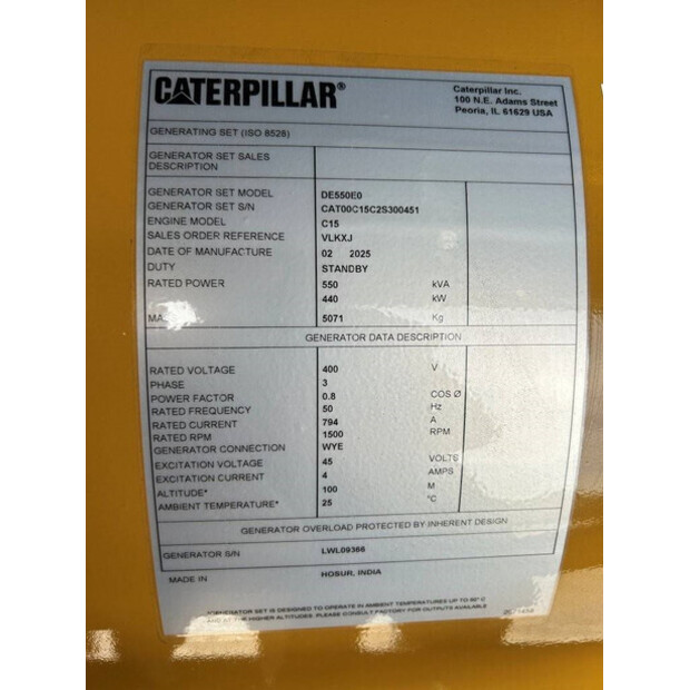 2025 Caterpillar DE550E0 - C15-47251984