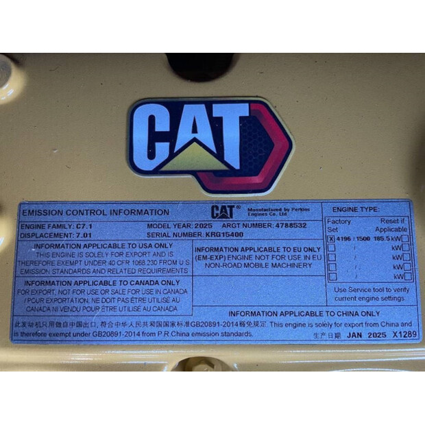 2025 Caterpillar DE200GC - 200 kVA Stand-by Generator - DPX-18211-47252026