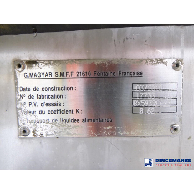 2010 MAGYAR Food tank (milk) inox 30 m3 / 1 comp + pump-47269867
