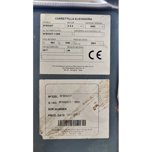 2017 Toyota 8FBM20T-47332859