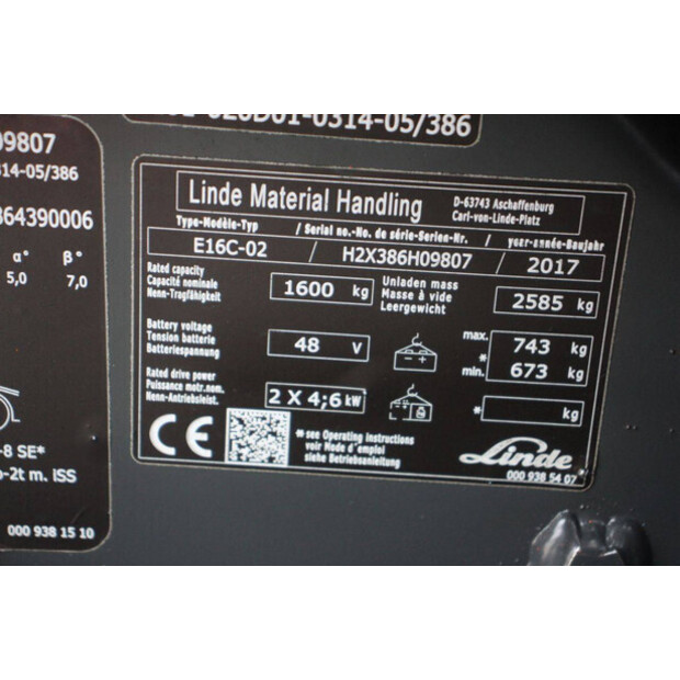 2017 Linde E16C-02-47437943