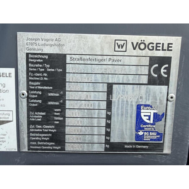 2018 VOGELE S1803-3i-47465100