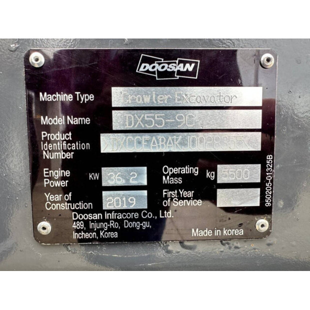 2019 Doosan DX55-9CN-47495482