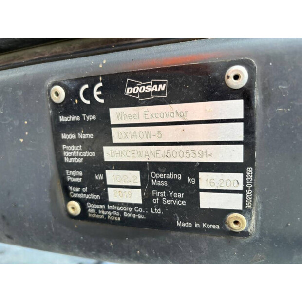 2019 دووسان DX140W-5-47530460