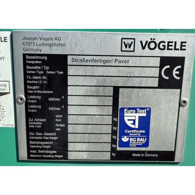 2017 VOGELE SUPER 1900-3I-47561890