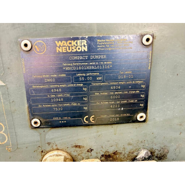 2018 WACKER NEUSON DW 60-47651425