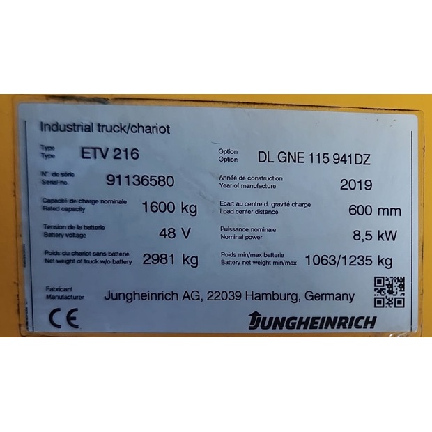 2019 Jungheinrich ETV 216 941 DZ-47724920