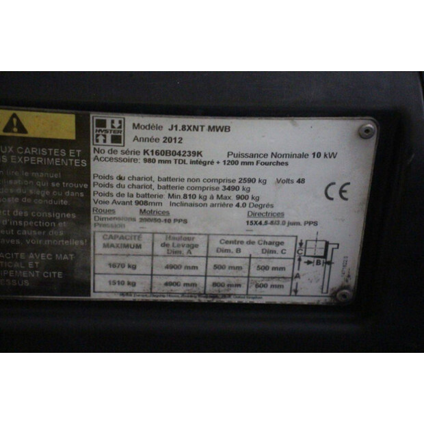 2012 Hyster J1.8XNT-47734662