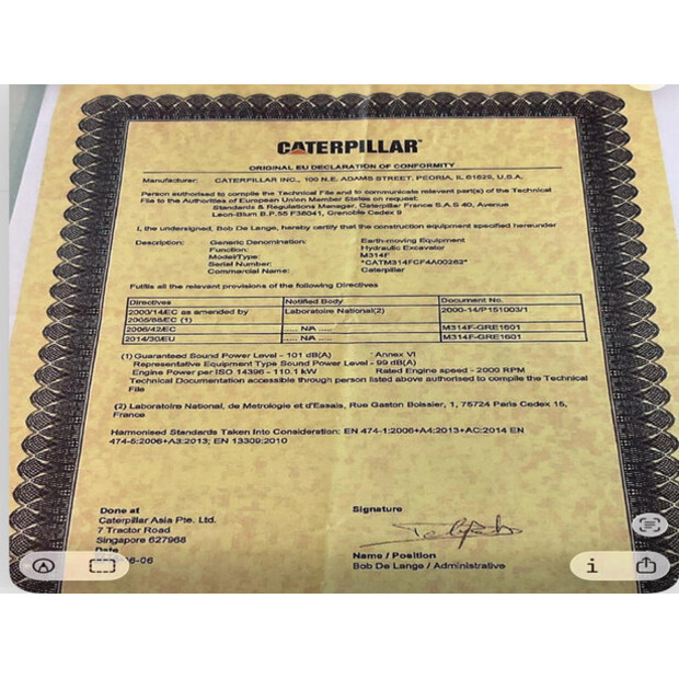 2016 Caterpillar M314F-47763275