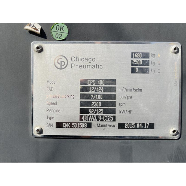 2015 CHICAGO PNEUMATIC CPS400-47815030