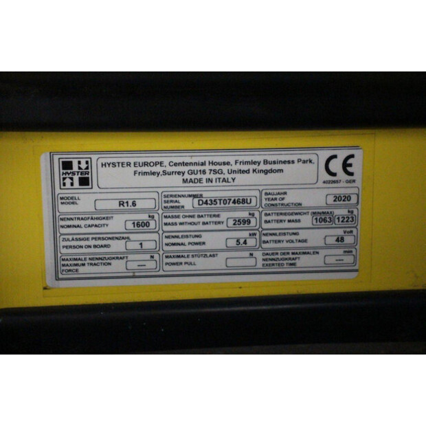 2020 Hyster R1.6-47870257