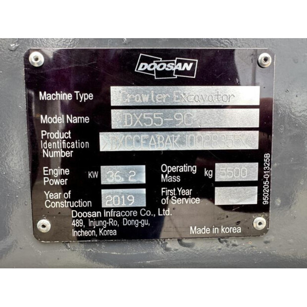 2019 Doosan DX55-9CN-47894604