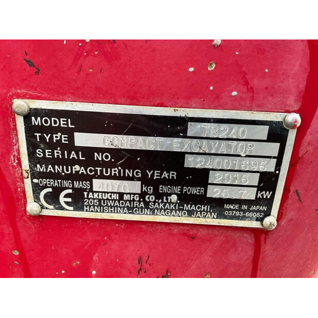 2015 TAKEUCHI TB240-47921264